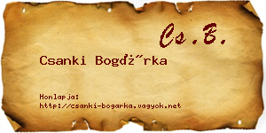 Csanki Bogárka névjegykártya